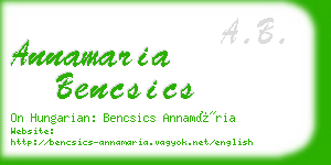 annamaria bencsics business card